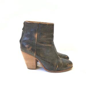 Rag & Bone Newbury Boots Booties Womens 38.5 8.5 Brown Leather Block Heel Zip Up